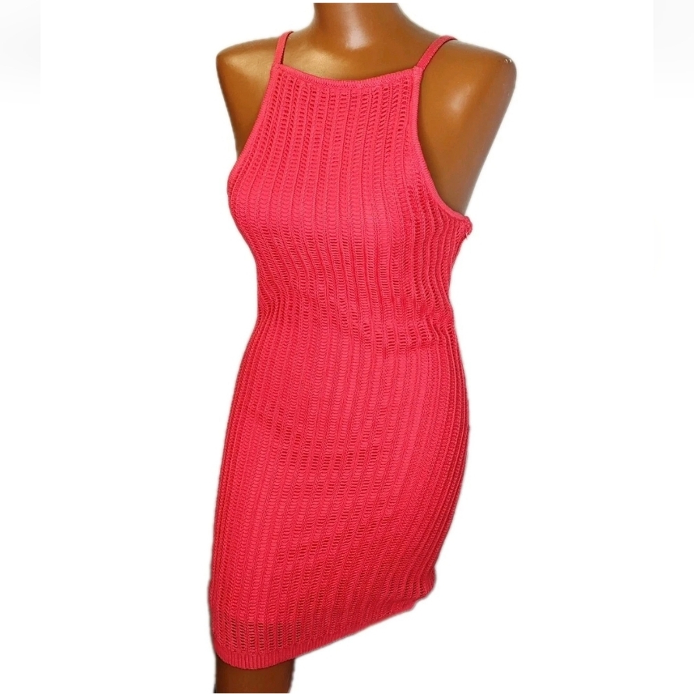 Atori Revolve Mimosa Dress Sz 4 Sm Red Crochet Knit Fitted Mini Resort Cruise